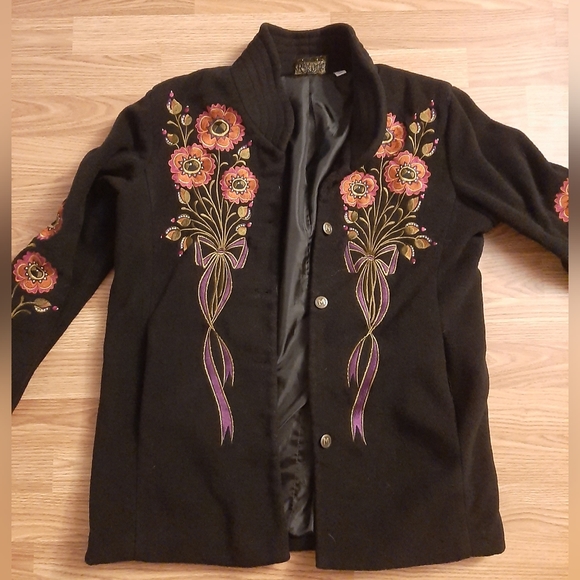 Bob Mackie Black Button Up Jacket Size Medium - Picture 1 of 3